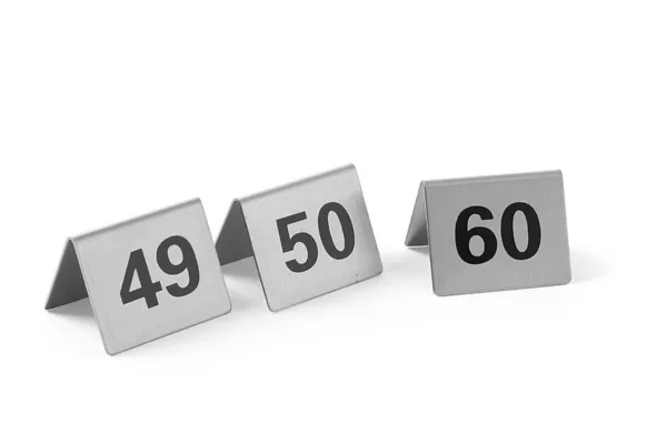 Set van 12 genummerde tafelstandaards van 49 tot 60