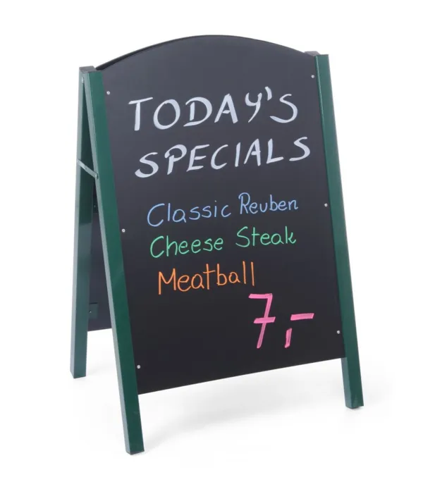 Krijtbord voor op de stoep met stalen frame