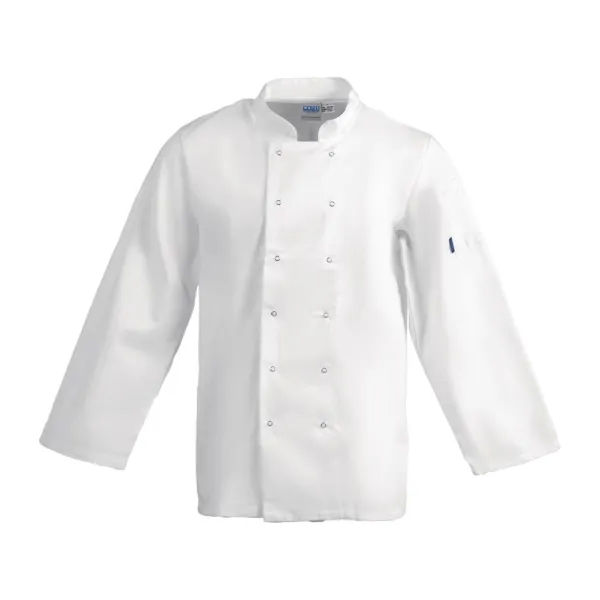 Witte unisex koksbuis met lange mouwen Vegas - Maat XXL