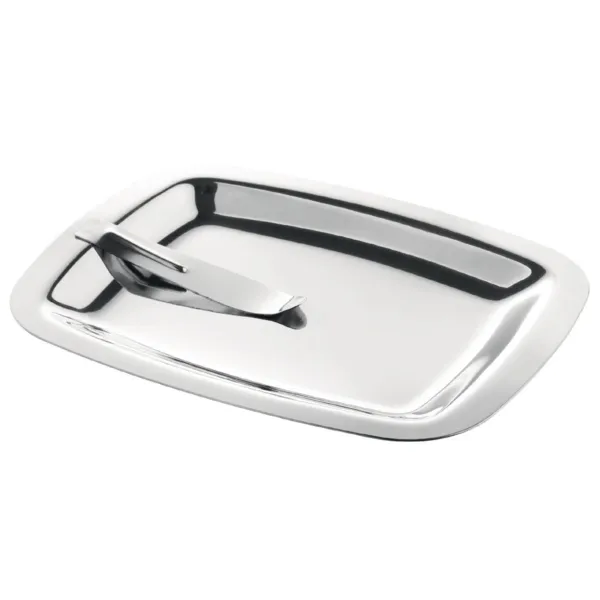 RVS serveerblad met clip - 150 x 120 mm