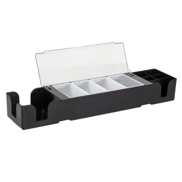 Zwarte plastic compartimentendoos