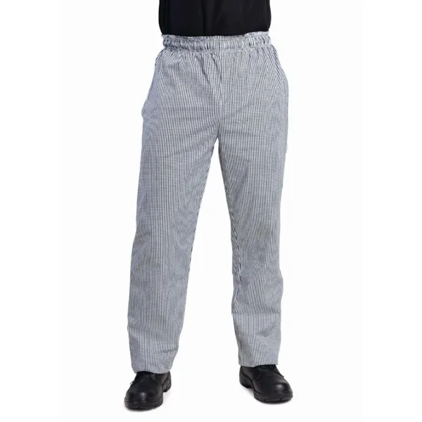 Broek voor in de keuken, uniseks, Vegas, kleine zwarte en witte ruitjes, maat XS.