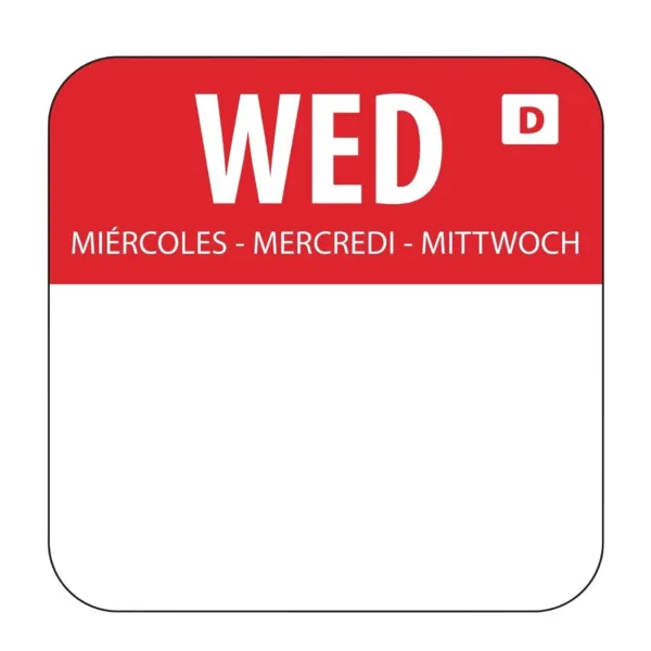 Oplosbare Etiketten Voor Voedsel "Woensdag" - Doos van 1000