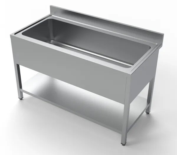 Spoelbak 1 Bak met Achterwand en Plank - L 1400 x D 700 mm
