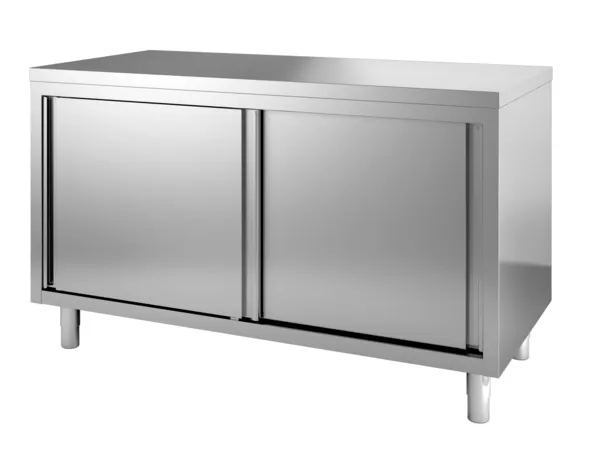 Roestvrijstalen lage kast met 2 deuren - L 1200 x D 700 mm