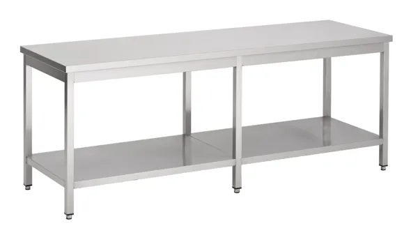 RVS Tafel met Plank - L 2200 x D 700 mm