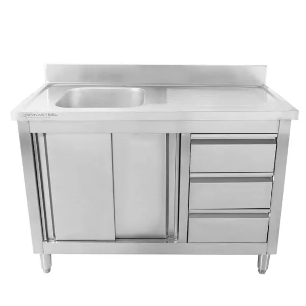 Meubel Spoelbak 1 Bak met Achterwand - 1200 x 600 mm - Bak Links