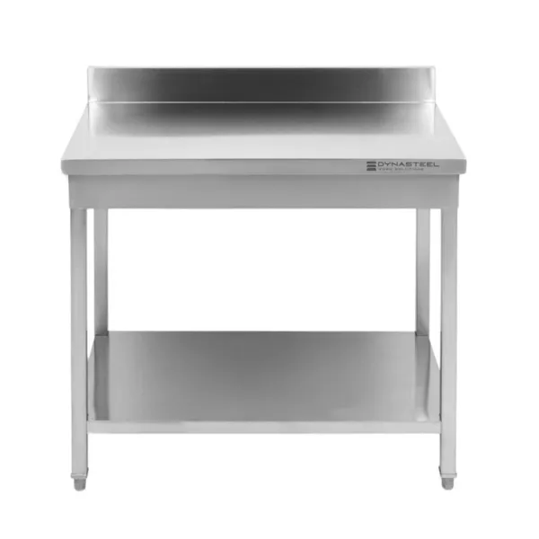 RVS Tafel met Achterwand en Plank - D 600 mm - B 800 mm