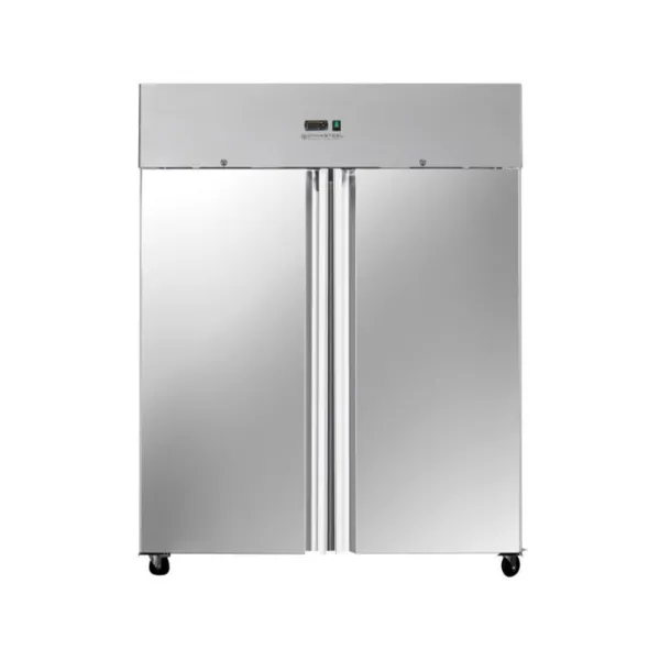 Positieve Koelkastkast 1400 L RVS 2 Deuren GN 2/1, Geventileerde Koeling -2/+8°C, Gas R290, 508 W