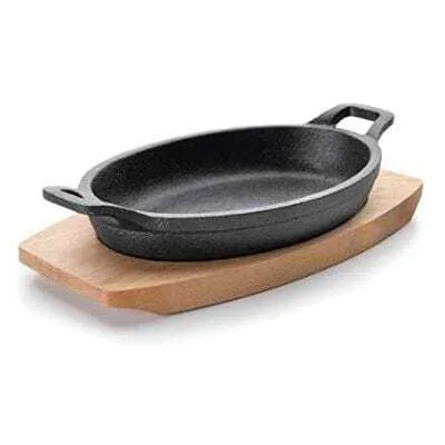 Braadpan Ovaal met Houten Basis - 700 ml