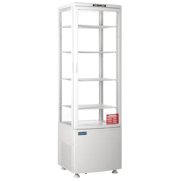Witte Positieve Koelvitrine Gebogen Deur 235 L