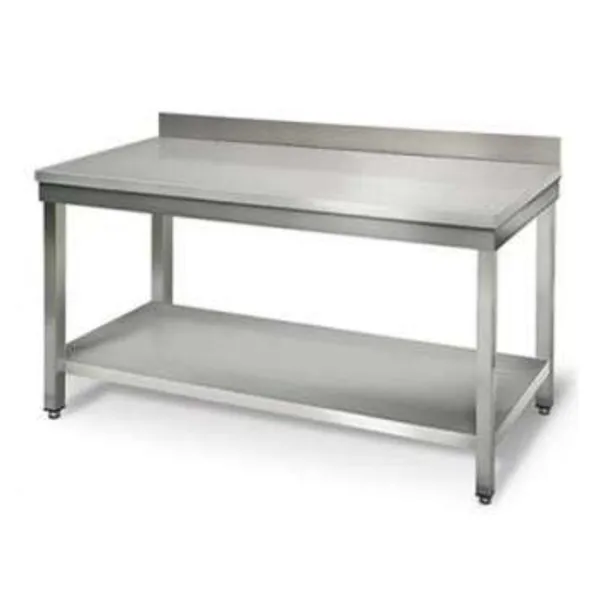 RVS Tafel met Legplank en Achterwand - D 600 mm - L 1800 mm